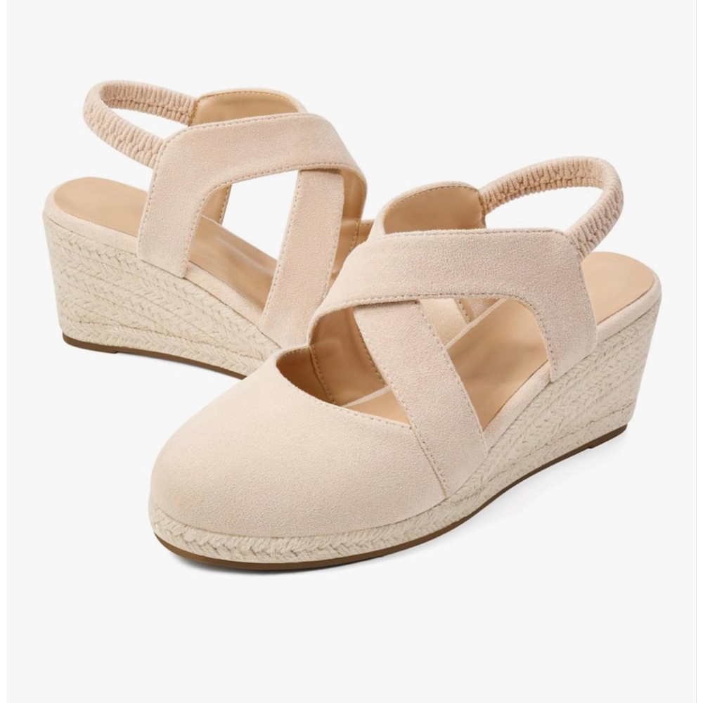 NEW Espadrilles Comfortable Closed Toe Ankle Wedge Sandals 11